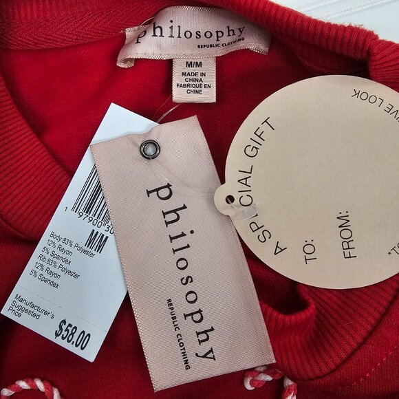 Philosophy Santa Baby Women's Red Ultra Soft Holiday Sweatshirt Size M NWT - Picture 9 of 15